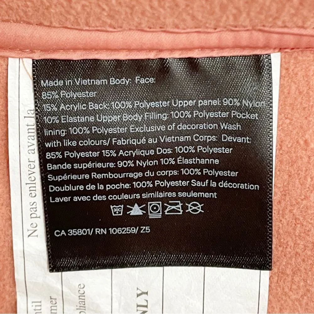 NWT Lululemon Textured Fleece Full Zip Jacket Pink Savannah Size 12 Athleisure